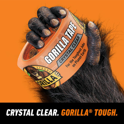 Gorilla Crystal Clear Tape, 1.88" x 18 yd, 1-Pack, Weather Resistant | Indoor & Outdoor Projects & Repairs, Waterproof, UV & Temperature Resistant, Grips Uneven Surfaces