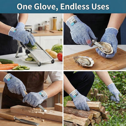 A5 Cut Resistant Gloves, Level 5 Protection, Safety Work Gloves for Kitchen Cutting, Oyster Shucking, Wood Carving, Meat Cutting, Fish Handling, Pink, XL