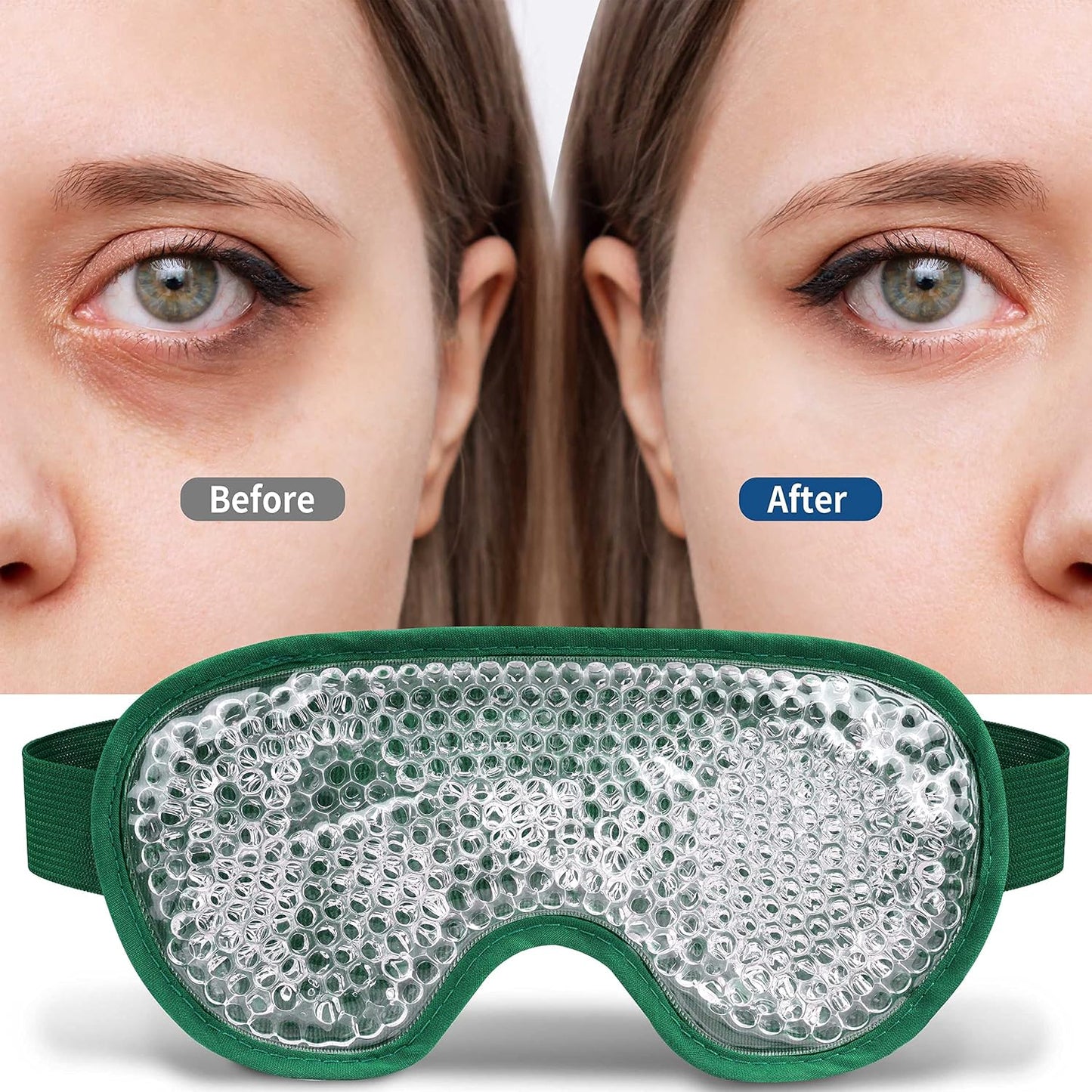 Cooling Eye Mask with Gel Beads, Reusable Cold Eye Mask for Puffy Eyes, Dark Circles, Sleep, Relaxation, Soft Cooling Eye Pads for Men Women（Purple）
