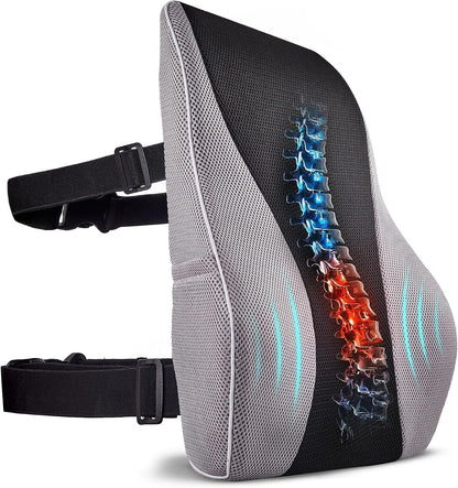 TULARIS Extra Dense Lumbar Pillow with Double Adjustable Straps - Ergonomic Lumbar Support Pillow for Office Chair, Car, Couch Firm Back Support for Lower Back & Spine Pain Relief Memory Foam Cushion