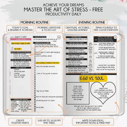 Freedom Mastery Daily Journal of Gratitude, Productivity & Habit Tracker | Undated 90-Day Planner with Daily Reflection, Mindfulness, Positivity, Vision Board & Stickers, Gratitude Journal for Women