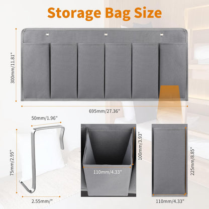 RVZONE 6‑Large‑Pocket RV Bedside Hanging Organizer with Sturdy Hooks