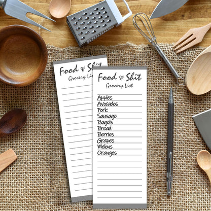 Hebayy 100 Pages Food&Shit Magnetic Back Funny Grocery List Planner Note Pad To Do List for Fridge Locker (3" x 8")
