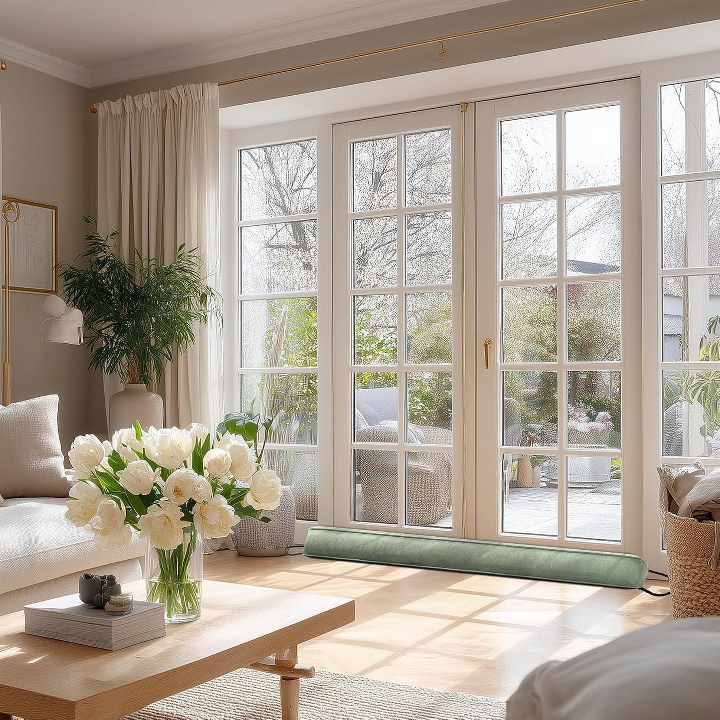 Door Draft Stopper with Removable Washable Cover, 38", Black | Weighted Gap Filler, Blocks Hot and Cold Air, All-Season Seal, Easy Install, Noise & Wind Blocker, Home Essentials