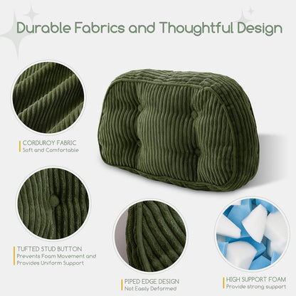 HIGOGOGO Lumbar Support Pillow for Recliner Chair/Accent Chair/Couch/Office Chair, Tufted Corduroy Back Support Cushion for Elderly, Recliner Cushions for Back Rest, Pain Relief, Reading, Dark Grey