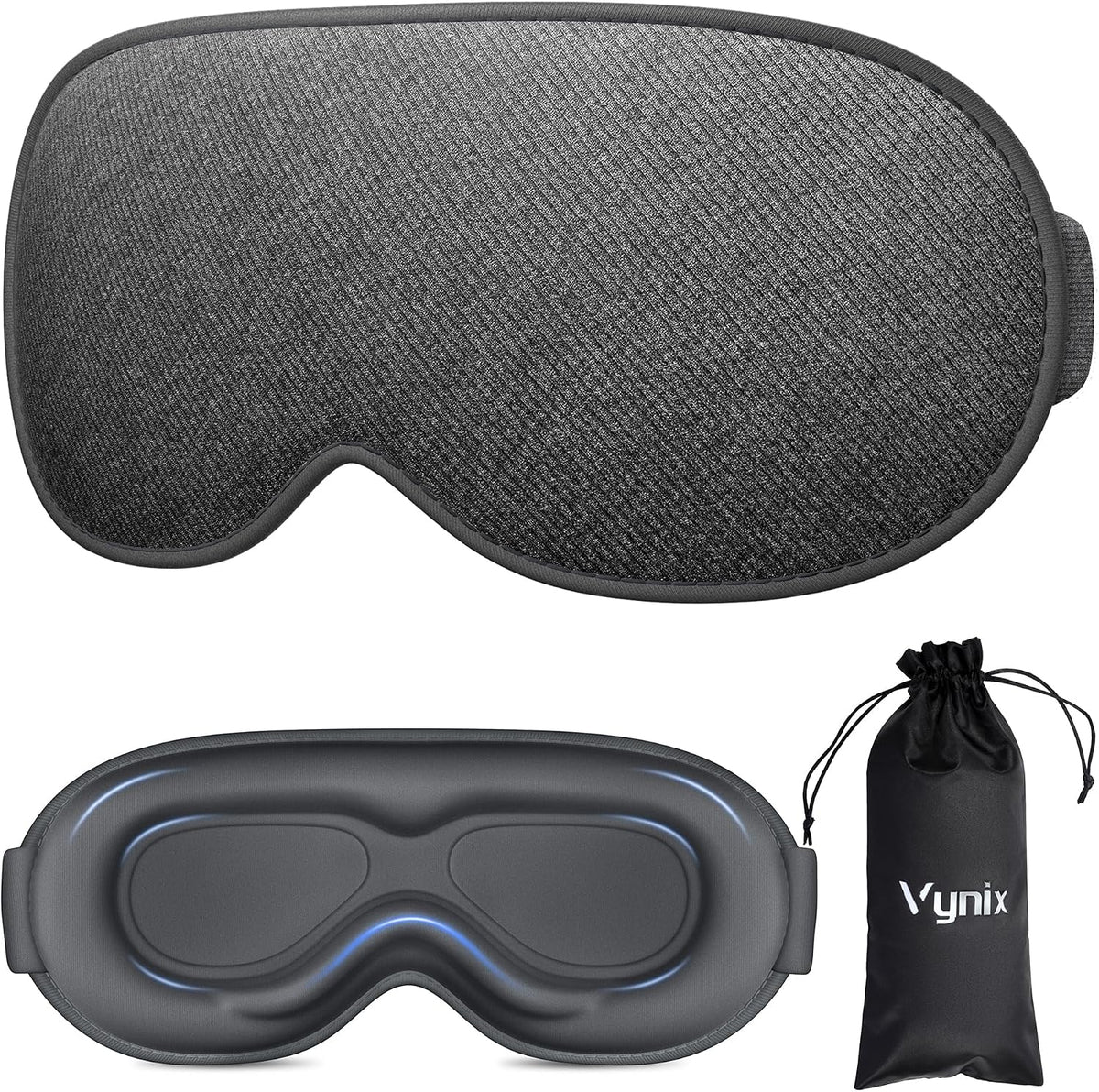 Sleep Mask for Men Women - 100% Blackout Eye Masks for Sleep, Zero Pressure 3D Sleeping Mask, Adjustable Light Blocking Eye Cover Blindfold for Travel, Nap, Night Work, Office - Black