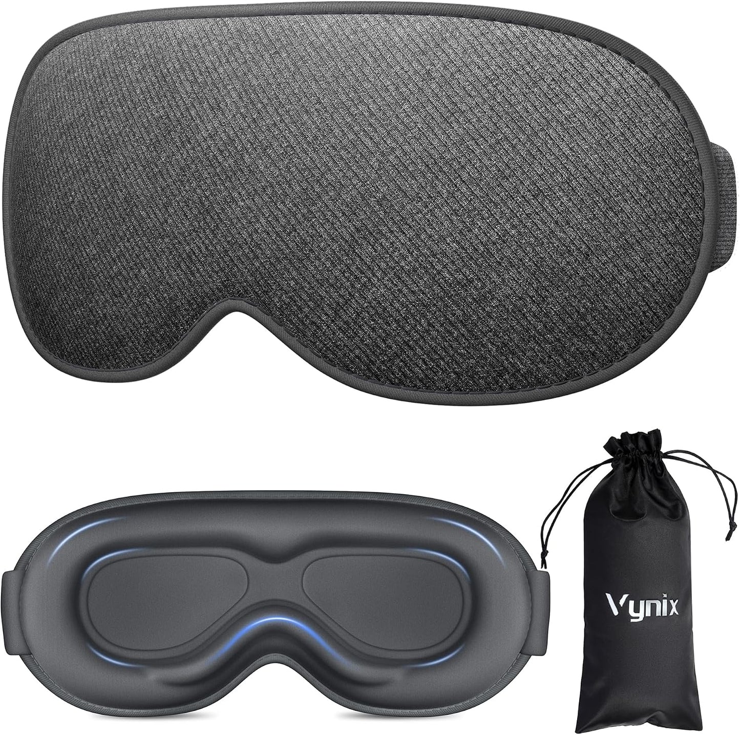 Sleep Mask for Men Women - 100% Blackout Eye Masks for Sleep, Zero Pressure 3D Sleeping Mask, Adjustable Light Blocking Eye Cover Blindfold for Travel, Nap, Night Work, Office - Black