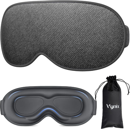 Sleep Mask for Men Women - 100% Blackout Eye Masks for Sleep, Zero Pressure 3D Sleeping Mask, Adjustable Light Blocking Eye Cover Blindfold for Travel, Nap, Night Work, Office - Black