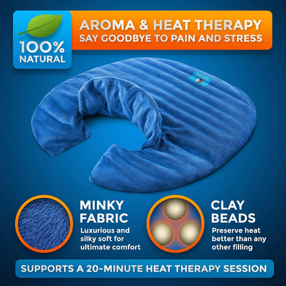Microwavable Large Neck and Shoulder Wrap – Instant Relief for Muscle Pain, Tension and Stress, Stiffness, Arthritis, Migraines, and Headaches – Natural Therapy with Deep Heat and Herbal Aromatherapy