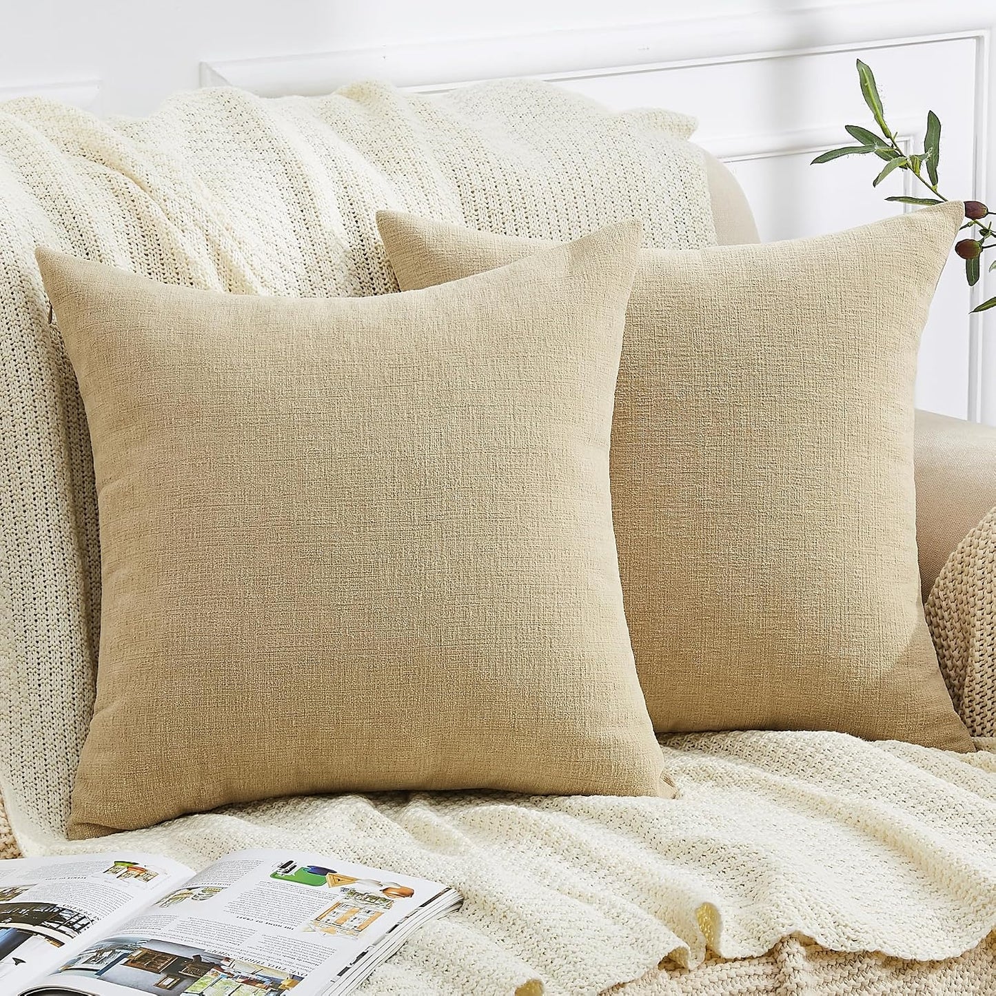 GAWAMAY Lumbar Support Pillow Decorative Rectangle Throw Pillow Covers 12"x20" Inch Set of 2, Soft Chenille Fall Pillowcase for Living Room Bedroom Sofa Couch Cushion Cover Grey 30x50cm (No Insert)