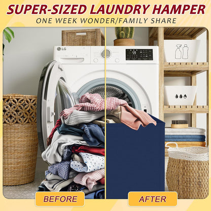 195L Laundry Hamper 3 Section,Large Laundry Hamper with Lid,Dirty Clothes Hamper with 3 Inner Bags,Collapsible Laundry Basket Organizer for Laundry Room,Bedroom,Laundry Sorter Hamper 3 Compartment