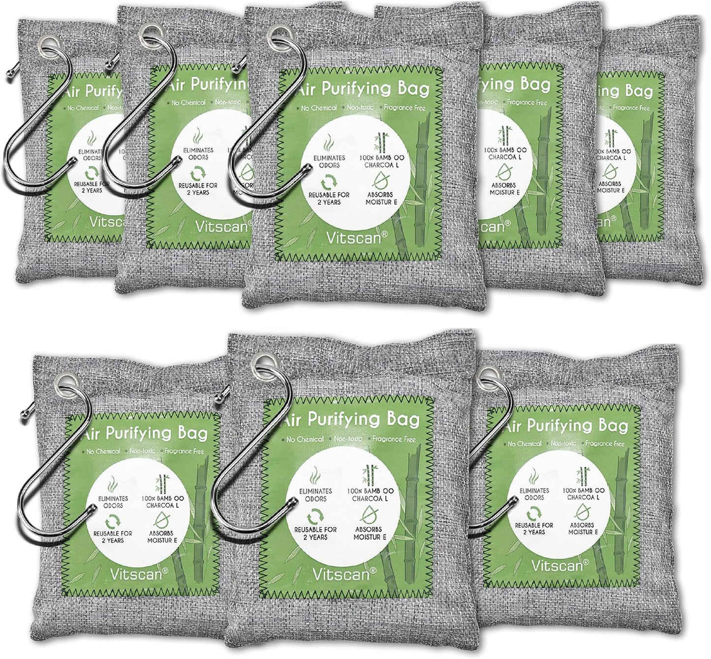 Bamboo Charcoal Air Purifying Bag, Activated Charcoal Odor Absorber | 12 Pack Natural Odor Eliminators For Home, Car, Closet, Basement, Pet, Shoe Deodorizer for Strong Odors (6x50g, 6x150g)