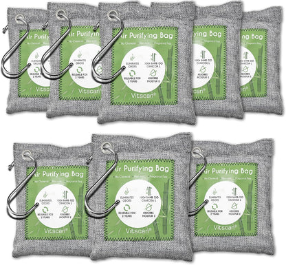 Bamboo Charcoal Air Purifying Bag, Activated Charcoal Odor Absorber | 12 Pack Natural Odor Eliminators For Home, Car, Closet, Basement, Pet, Shoe Deodorizer for Strong Odors (6x50g, 6x150g)