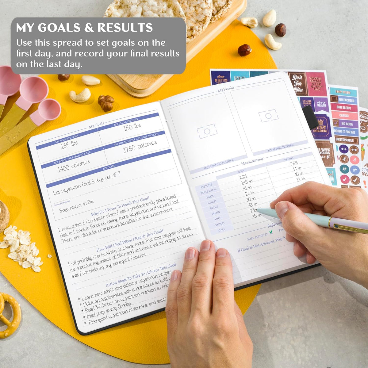 Legend Food Journal, Weight Loss & Meal Tracking Diary 5.8x8.3 Hot Pink