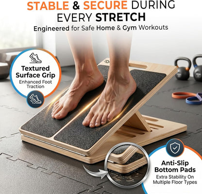 Adjustable Slant Board for Calf Stretching – Incline Stretch Wedge for Achilles Tendon, Plantar Fasciitis Relief, Squat Support & Physical Therapy, Non-Slip Calf Stretcher for Home Gym