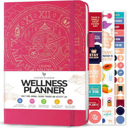 Legend Food Journal, Weight Loss & Meal Tracking Diary 5.8x8.3 Hot Pink