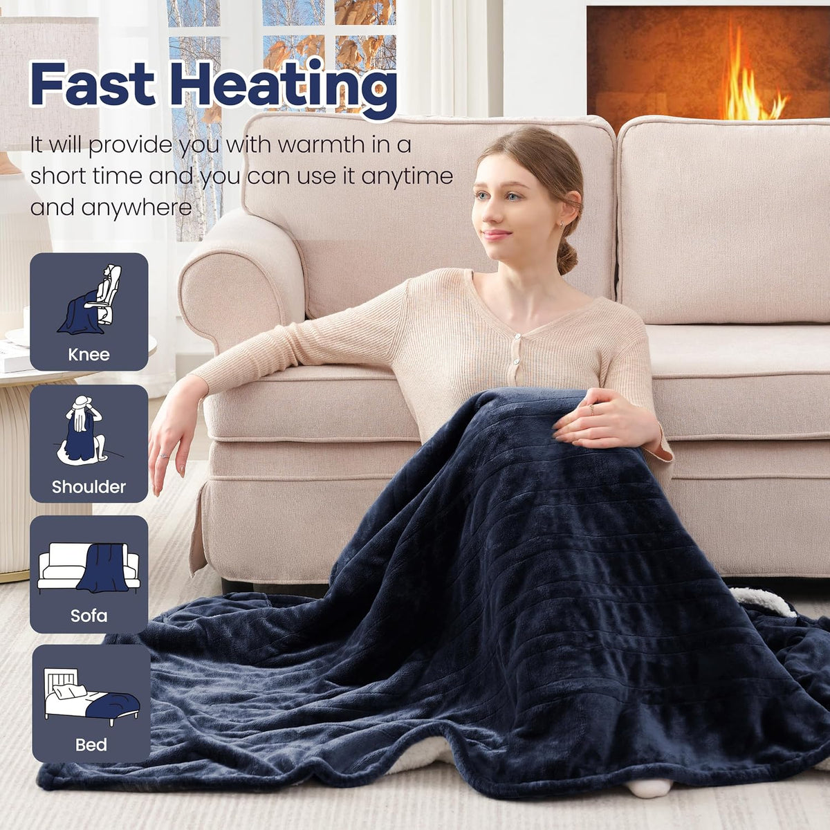 MAXEVE Heated Wearable Blanket with Foot Pocket & Sleeves Electric Snuggle
