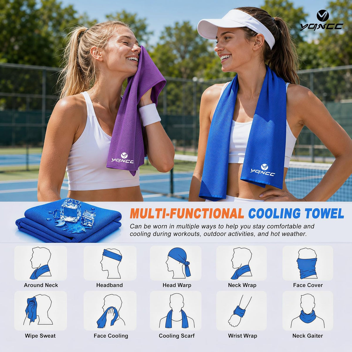 YQXCC 4 Pack Cooling Towels (40"x12"), Ice Cool for Neck & Face