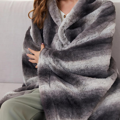 Soypipo Electric Heated Throw Blanket 50"x60", Faux Fur Plush with 4 Heat Settings & 2/4/8/10H Auto Shut-Off, Overheat Protection, Machine Washable, for Office & Chair, Dark Grey
