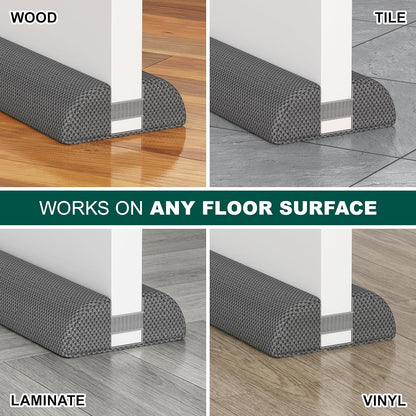 HADOR 30 Inch Door Draft Stopper, Fits 24-30" Doors, 0.5-1.7" Gaps, Gray | Double-Sided Under Door Gap Filler, Blocks Drafts, Dust, Light and Pet Hair, Easy Slide-On Fit, Machine Washable
