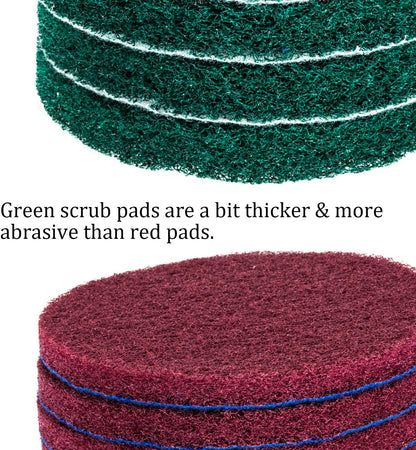 5 Inch Drill Powered Brush Tile Scrubber Scouring Pads | 2 Different Stiffness, 5" Pad Holder with 6 Scrubbing Pads, Cleans Large Flat Areas Perfectly (Drill NOT Included)