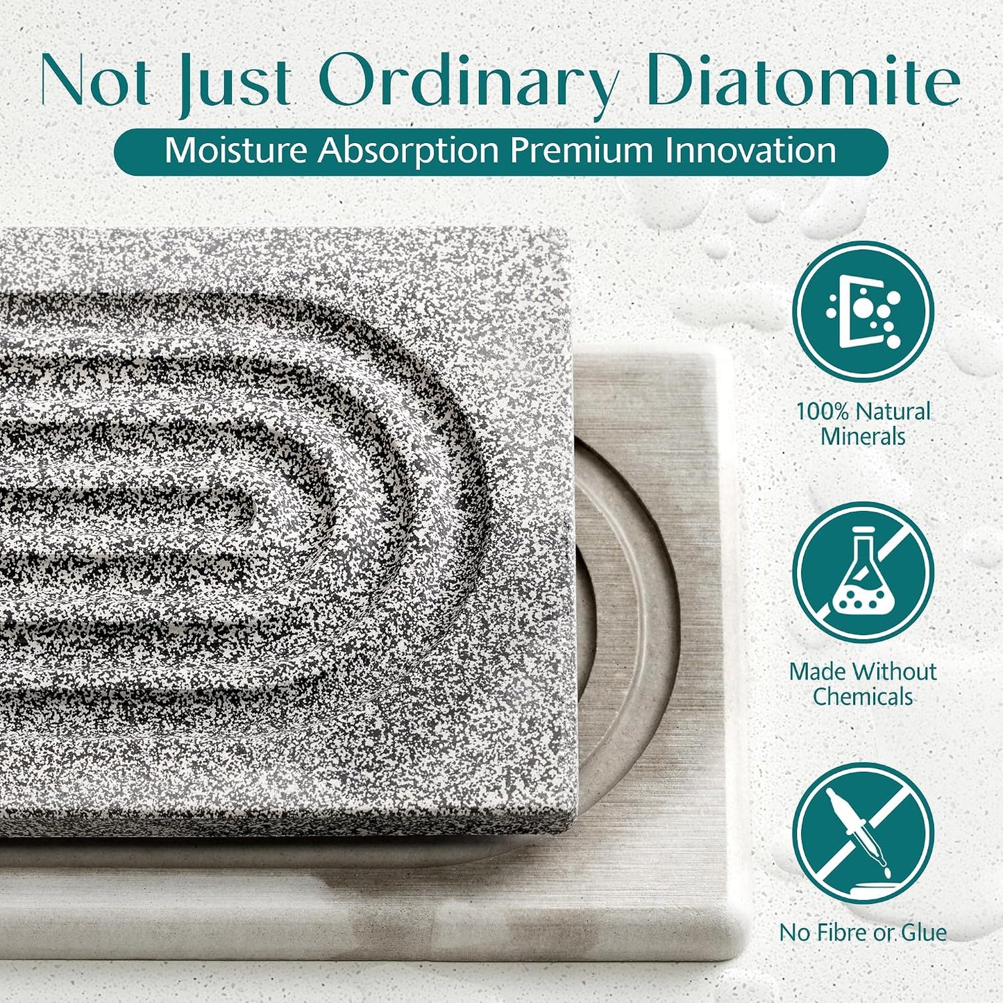Stone Faucet Mat for Kitchen Sink – Diatomite Drying Stone Mat & Sink Protector, Prevents Moisture – Sink Splash Guard Water-Absorbing Stone Tray for Bathroom Counter (Light Grey, 20" x 3.9")