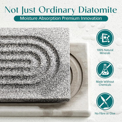 Stone Faucet Mat for Kitchen Sink – Diatomite Drying Stone Mat & Sink Protector, Prevents Moisture – Sink Splash Guard Water-Absorbing Stone Tray for Bathroom Counter (Light Grey, 20" x 3.9")