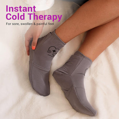 Zomaple Cold Therapy Socks for Feet with 2 Reusable Gel Ice Packs, Cooling Socks for Hot Feet & Swelling Relief, Adjustable Compression Ice Pack Wrap for Plantar Fasciitis, Neuropathy & Foot Pain