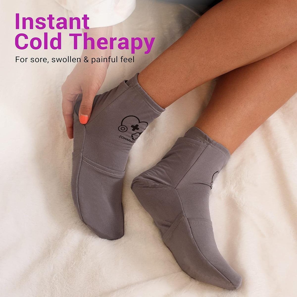 Zomaple Cold Therapy Socks, 2 Gel Packs for Neuropathy & Hot Feet Comfort