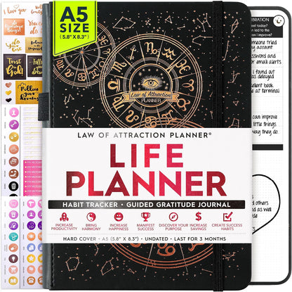 Freedom Mastery Daily Journal of Gratitude, Productivity & Habit Tracker | Undated 90-Day Planner with Daily Reflection, Mindfulness, Positivity, Vision Board & Stickers, Gratitude Journal for Women