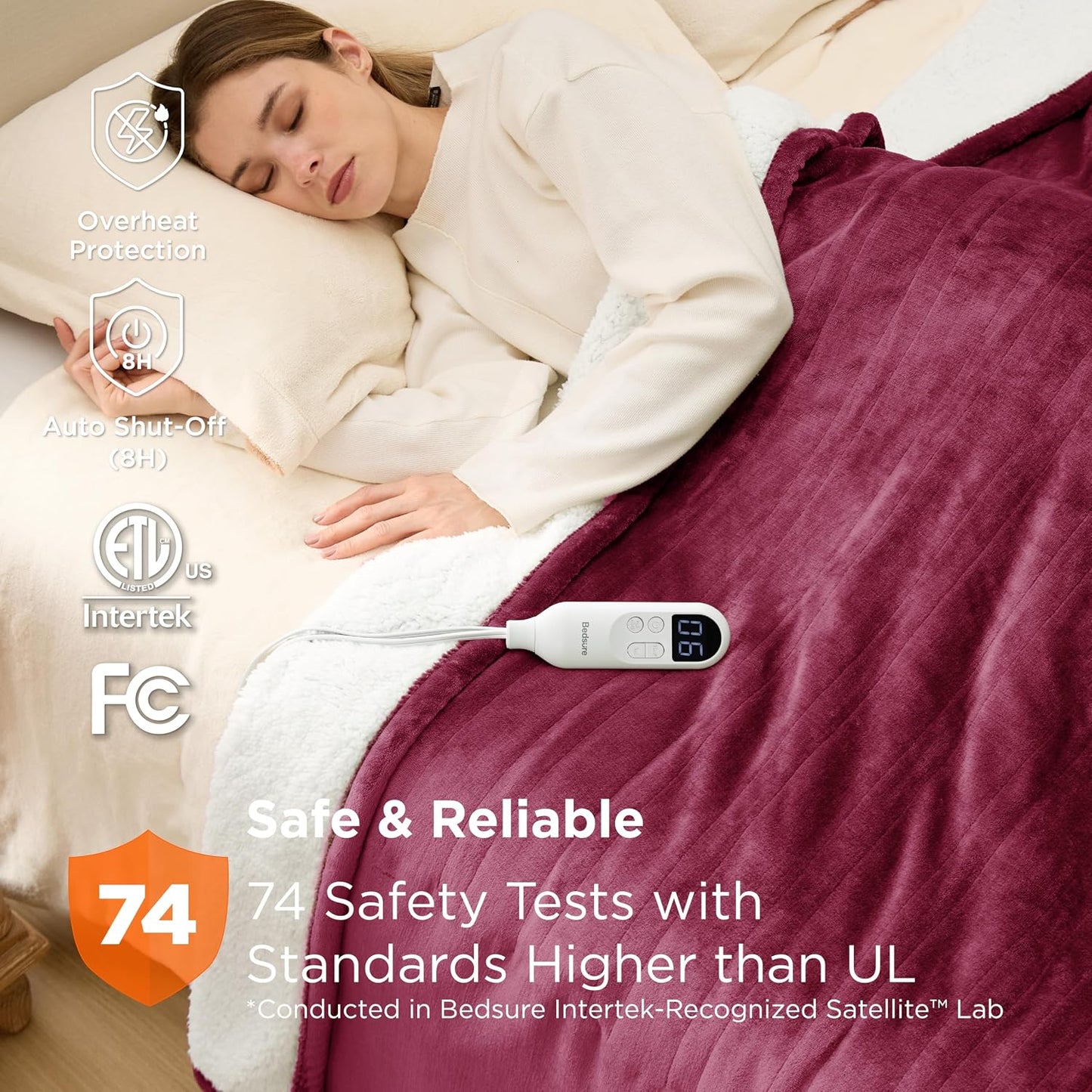 Bedsure Heated Blanket Throw Blanket with Preheat Function - Fast Heating Electric Blanket, Soft Flannel Throw with 6 Time Settings(Up to 10H), 6 Heating Settings, Gifts for Grandma (50"x60", Grey)