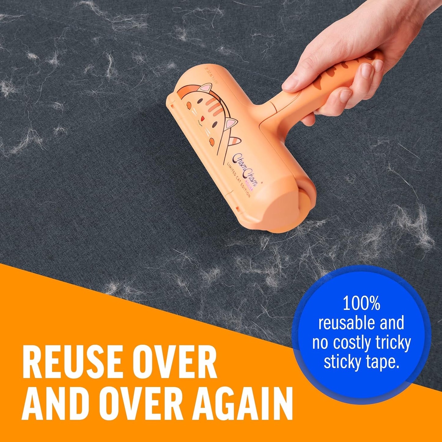 ChomChom Roller Pet Hair Remover – Reusable Lint Roller Pet Hair Removal Tool for Clothes, Couches, Cars and Travel - Cat Dog Hair Remover, Compact, No Sticky Refills Needed (Mini Roller)
