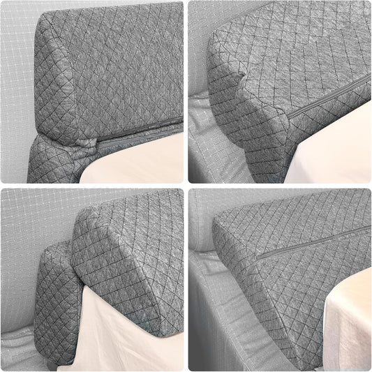 4 Modes Pillow Wedge for Headboard Gap, Foldable Bed Wedge Pillow, Bed Gap Filler King Size Fill The Gap (0-7"), Mattress Gap Filler Long Pillow Between Headboard and Mattress