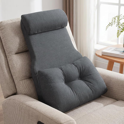 Shinnwa Adjustable Lumbar Support Pillow for Recliner with Headrest | Self-gripping fabric,Shredde memory foam Back Support Pillow with Headrest, Lower Back Pillow for Chair and Couch