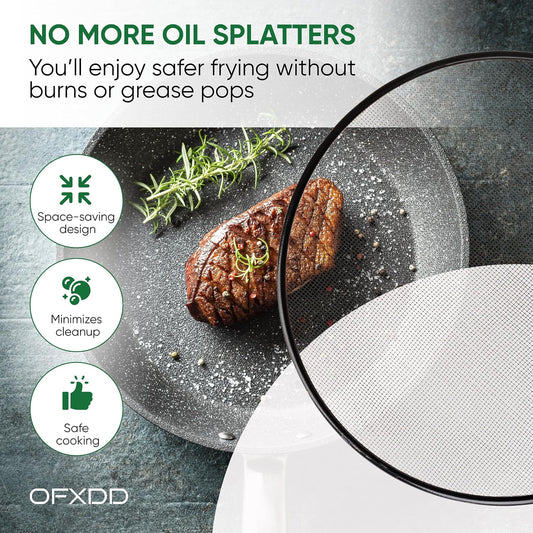 Frying Pan Screen Splatter Grease Protection - 10" - Ultimate Prevent Kitchen Guard Shield for Stove Frypan