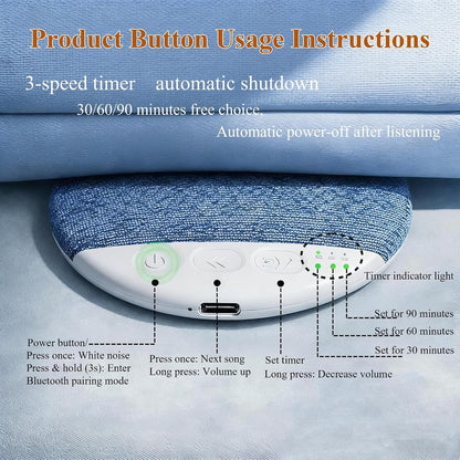 Pillow Speaker for Sleeping, Ultra-Thin Bluetooth Sleep Speaker Under Pillow for Side Sleepers, 7-Day Battery Life, Private Bedtime Audio with Auto-Off Timer, Blue