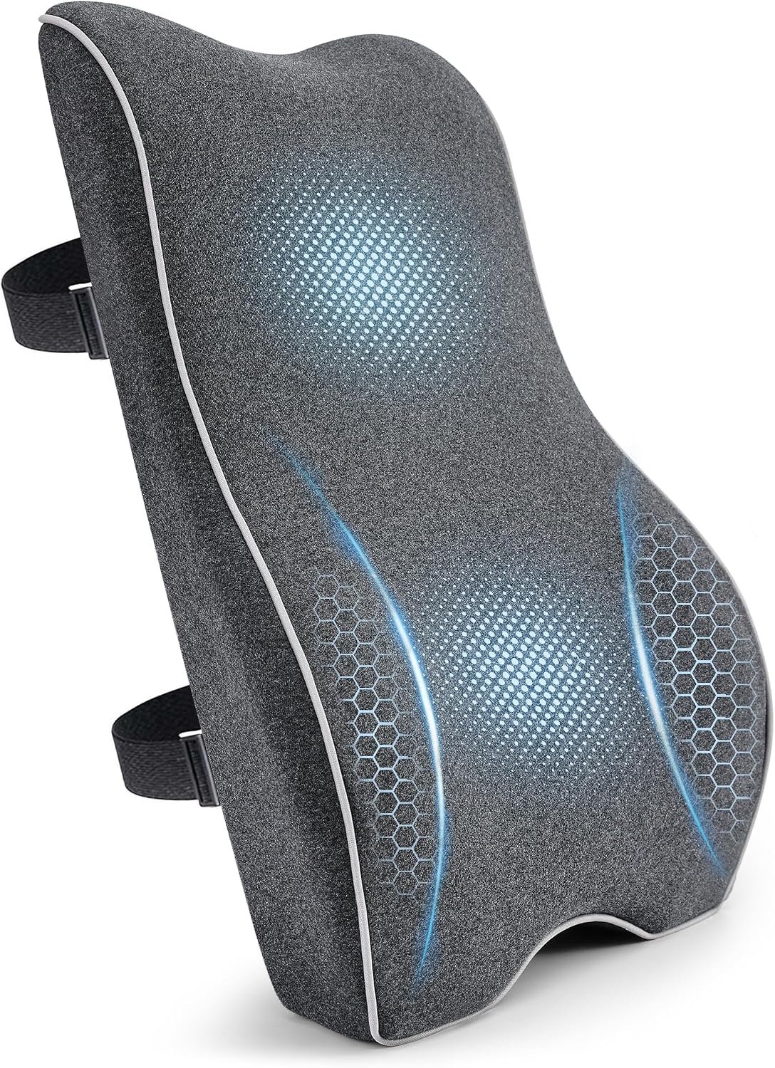 Soft Comfortable Memory Lumbar Support Pillow Back Cushion for Offic | Built-In Adjustable Straps Secure Reduce Back Soreness Pressure Distribution Breathable Premium Fabric Long-lasting Support