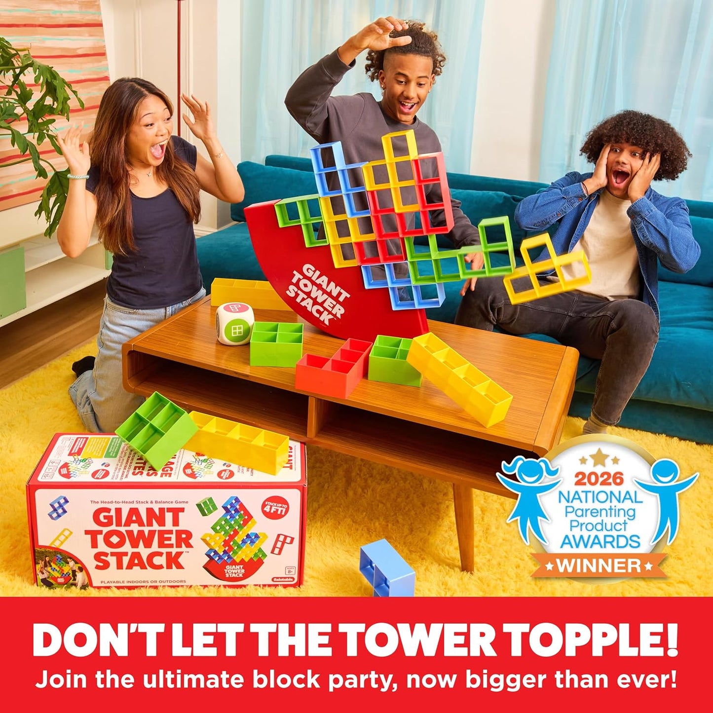 Giant Color Stack Challenge by Relatable - Nappa Award 2025 Winner, Strategy Stacking Game with 50 Puzzles, Backyard & Lawn Activity for Summer Parties, Outdoor Fun for Families & Groups, Ages 6+