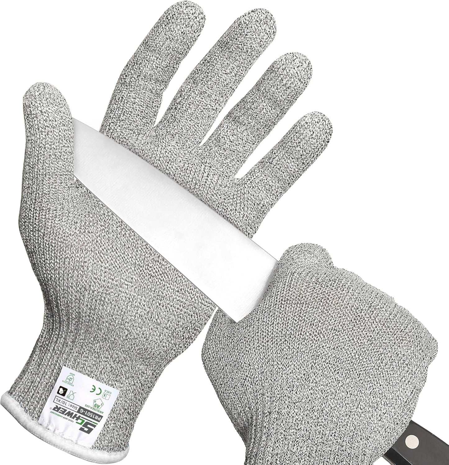 Schwer SlicePro ANSI Cut Resistant Gloves, Food Grade Cutting Glove for Kitchen Food Prep, Mandoline Gloves for Meat Cutting, Oyster Shucking, Fish Fillet Processing, PR1501-G, L | Non PFAS, No Glass Fiber, for Kitchen Food Prep, Mandolin Slicing, Meat