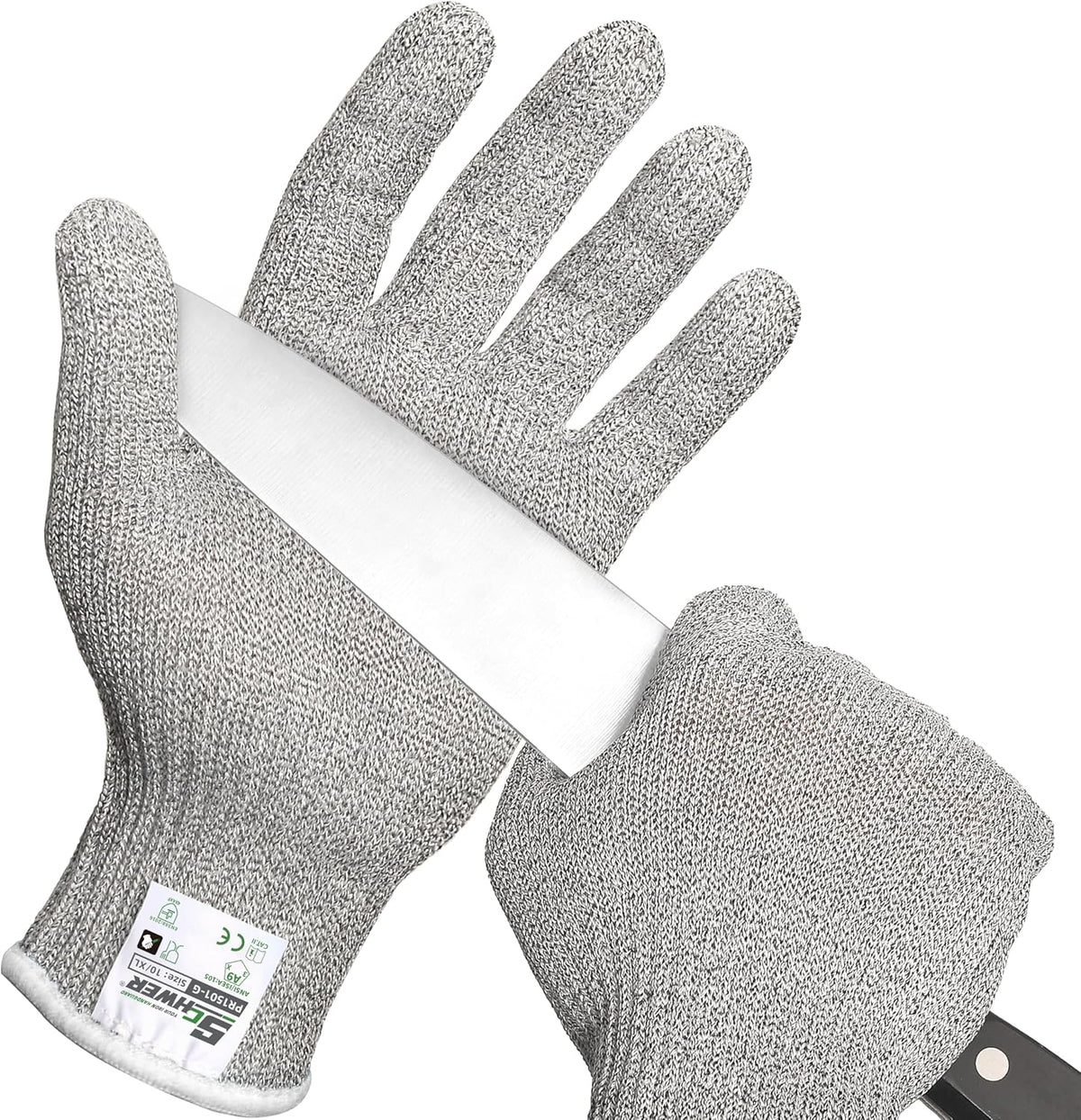 Schwer SlicePro Ultra-Durable ANSI Cut Resistant Gloves PR1501, 10X Reinforced Food Grade Cutting Glove, Mandoline Gloves for Kitchen Meat Cutting, Oyster Shucking, Fish Fillet Processing, M