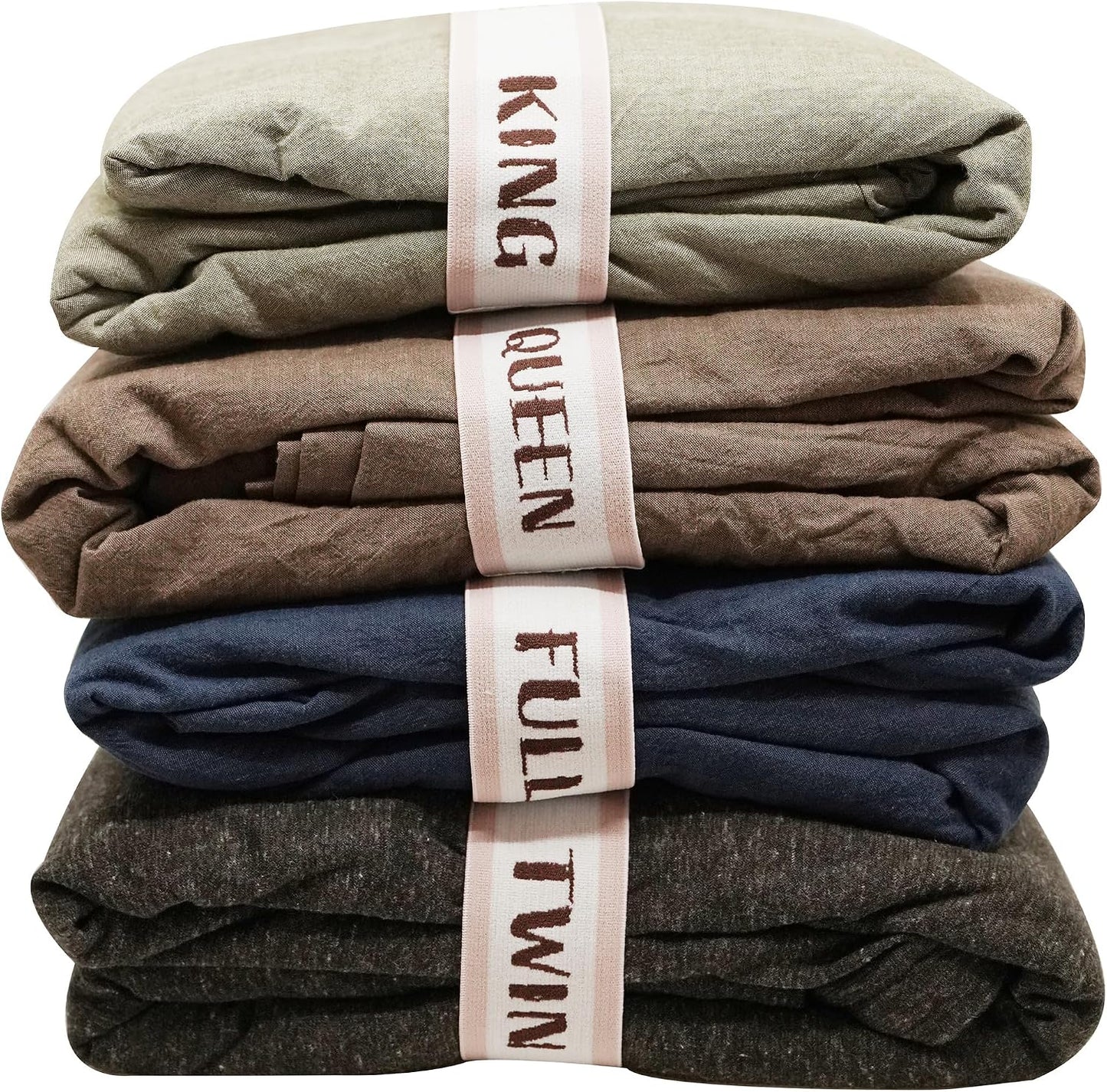 ECOHomes Bed Sheet Organizer Label Bands (King 4PCs Pack, Cream) | Storage Size Label Bands, Bed Sheets Set Organizers, Linen Closet Organization, Elastic Bedding Band, for Organizing Bedsheet