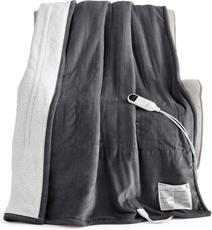 Bedsure Heated Blanket Throw, Soft Electric Blanket with Preheat, Cream