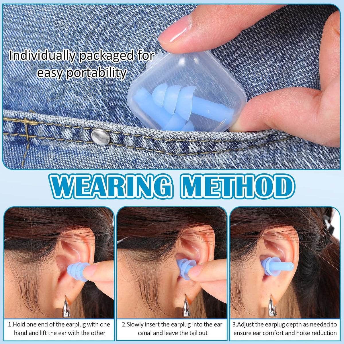 Trelaco 100 Pairs Silicone Ear Plugs Bulk with Case Nrr 29db, Black