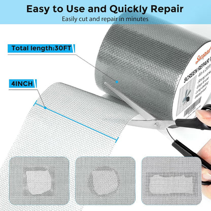 Secopad 2" x 420" (35FT) Screen Repair Tape, Screen Repair Kit, Black | Window Screen Patch, Quick Repair, Strong Adhesive, Easy to Use, For Mesh Window & Door, Cuttable Fiberglass, No Tools Needed