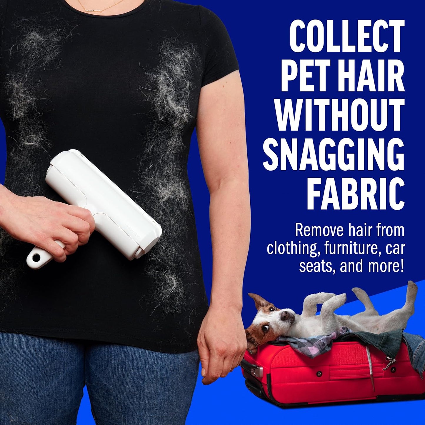 ChomChom Roller Pet Hair Remover – Reusable Lint Roller Pet Hair Removal Tool for Clothes, Couches, Cars and Travel - Cat Dog Hair Remover, Compact, No Sticky Refills Needed (Mini Roller)