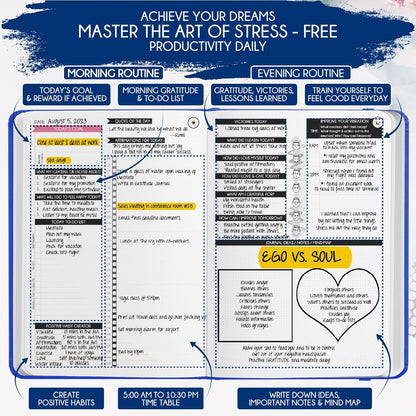 Freedom Mastery Daily Journal of Gratitude, Productivity & Habit Tracker | Undated 90-Day Planner with Daily Reflection, Mindfulness, Positivity, Vision Board & Stickers, Gratitude Journal for Women