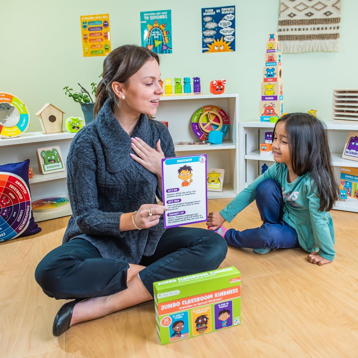 Open The Joy Jumbo Calming Cards, SEL Mindfulness Cards for Kids 3+