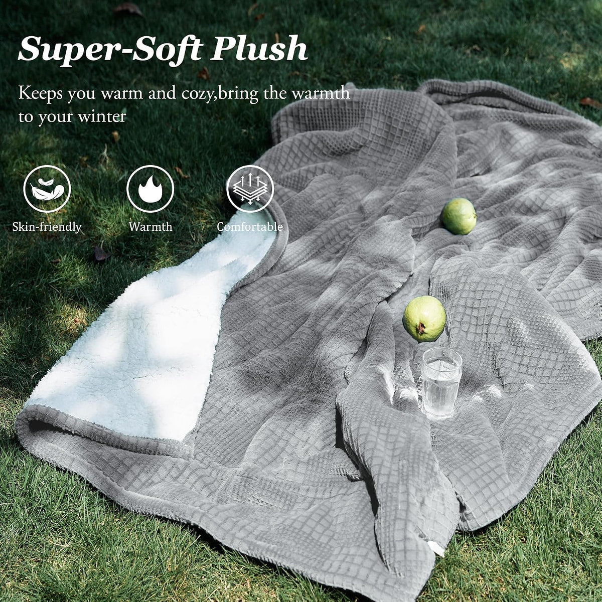 Texciting Heated Blanket 50"X60",Soft Electric Blanket,ETL Certified,Grey
