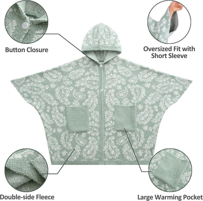WDCOZY Wearable Blanket Hoodie Poncho Throw Comfy Soft Warm Cape Shawl Cozy Cloak Wrap Hooded with Sleeves For Women Adults