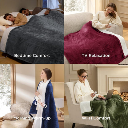 Bedsure Heated Blanket Throw Blanket with Preheat Function - Fast Heating Electric Blanket, Soft Flannel Throw with 6 Time Settings(Up to 10H), 6 Heating Settings, Gifts for Grandma (50"x60", Grey)